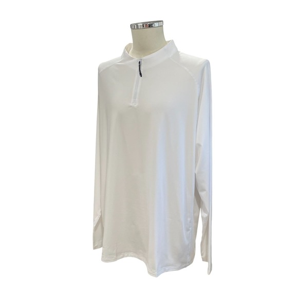White Quarter Zip Performance Long Sleeve Shirt 2XL Athleisure Training Minimal - Picture 5 of 8